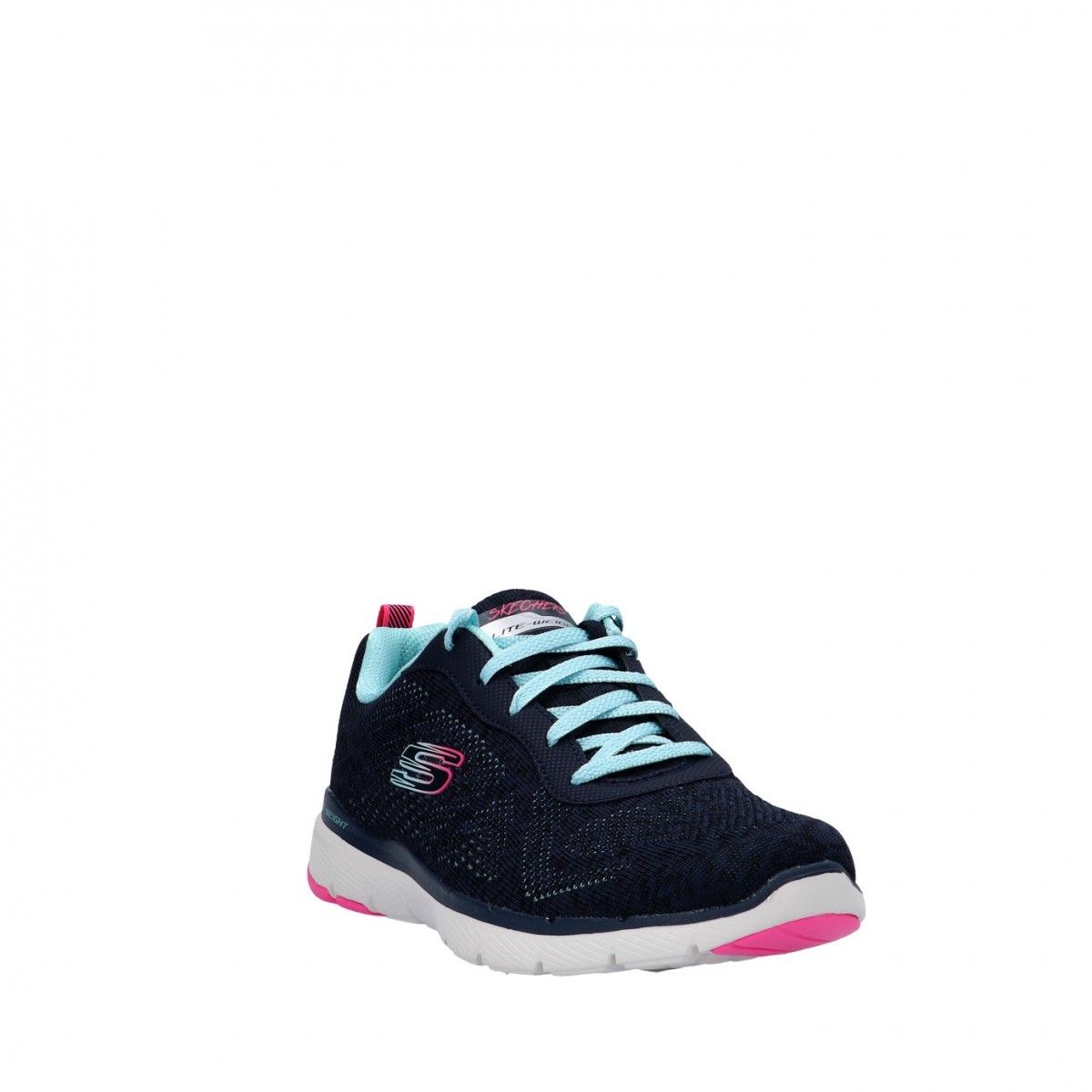 Skechers Sneaker Flex appeal 3.0 Bianco/celeste Gomma 149293