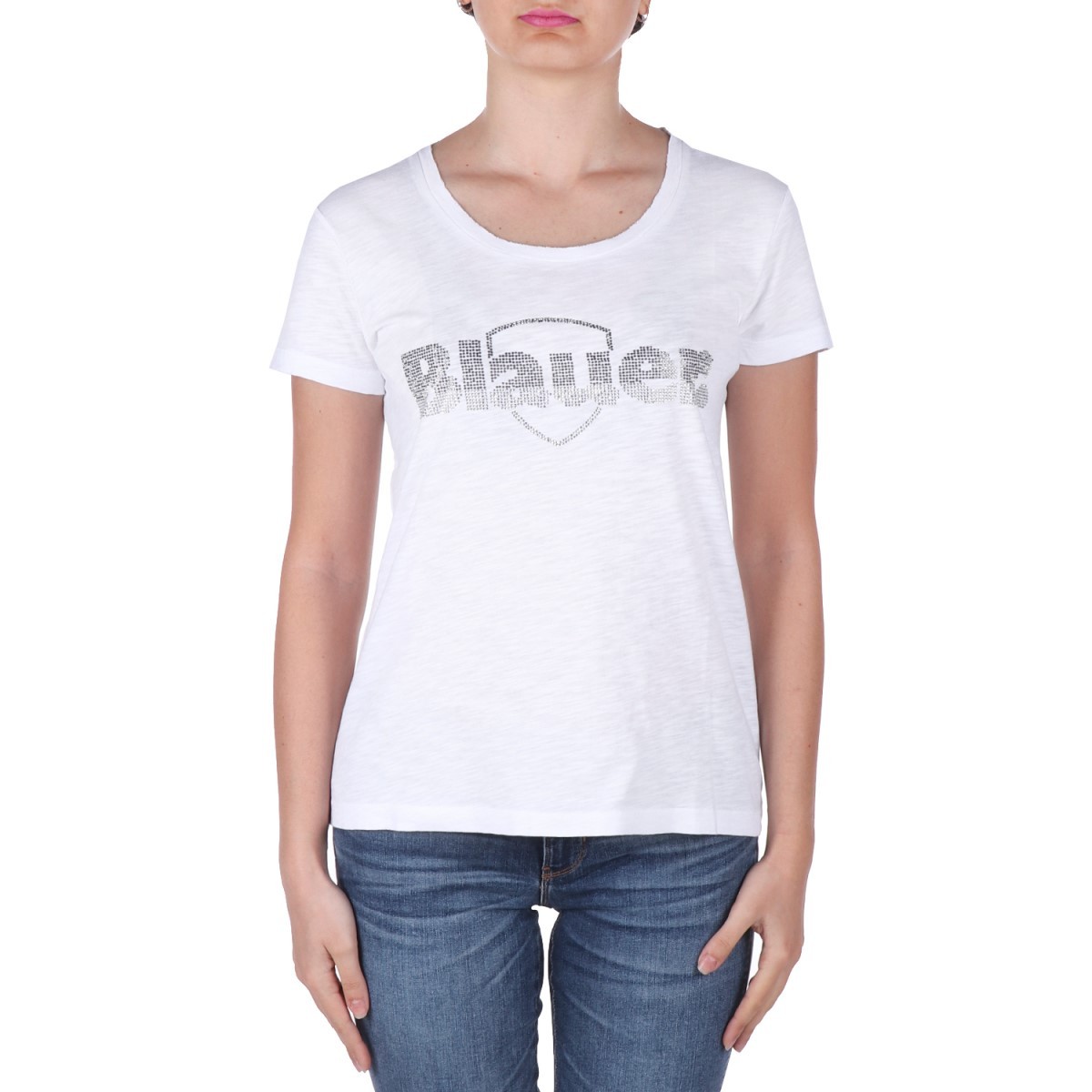 Blauer T-shirt Bianco...