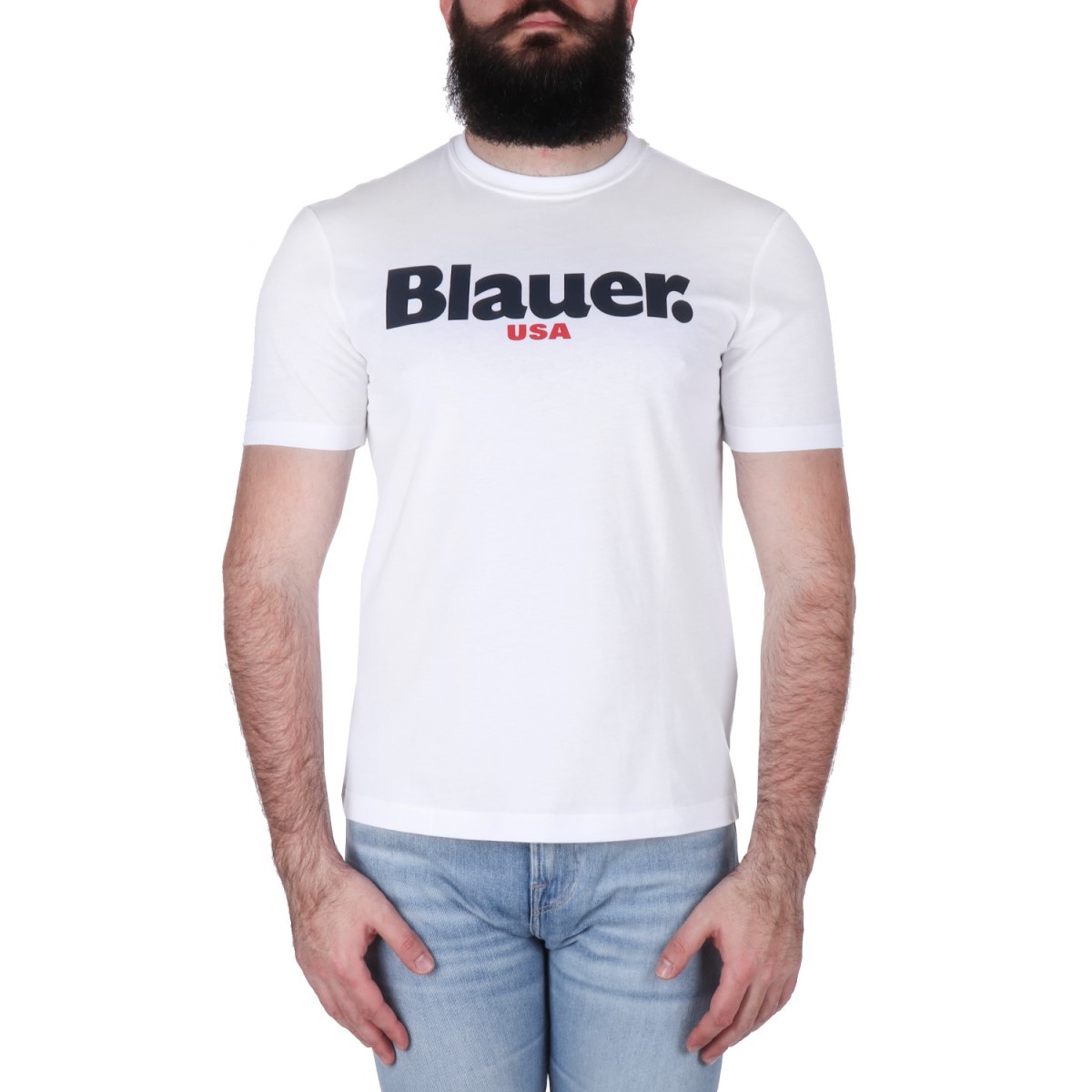 Blauer T-shirt Bianco...
